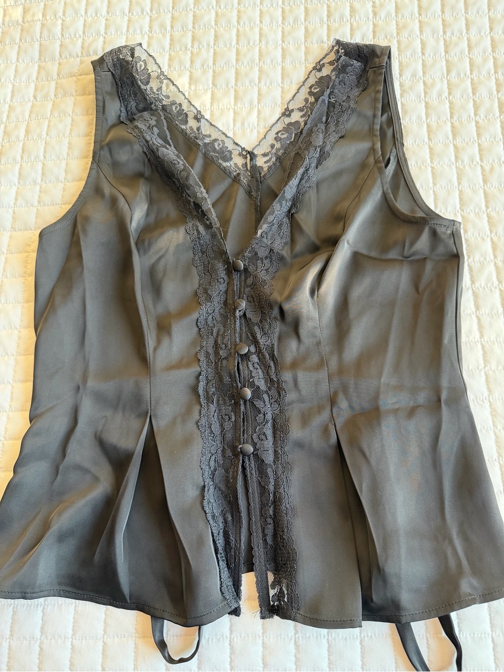 Kinsley + Zoey Black Lace Trim Satin Bustier